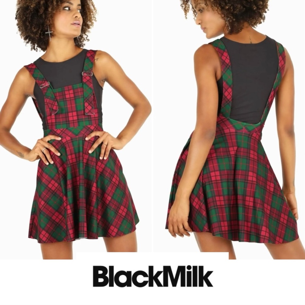 NWT- TARTAN FESTIVE APRON DRESS- L - BLACKMILK